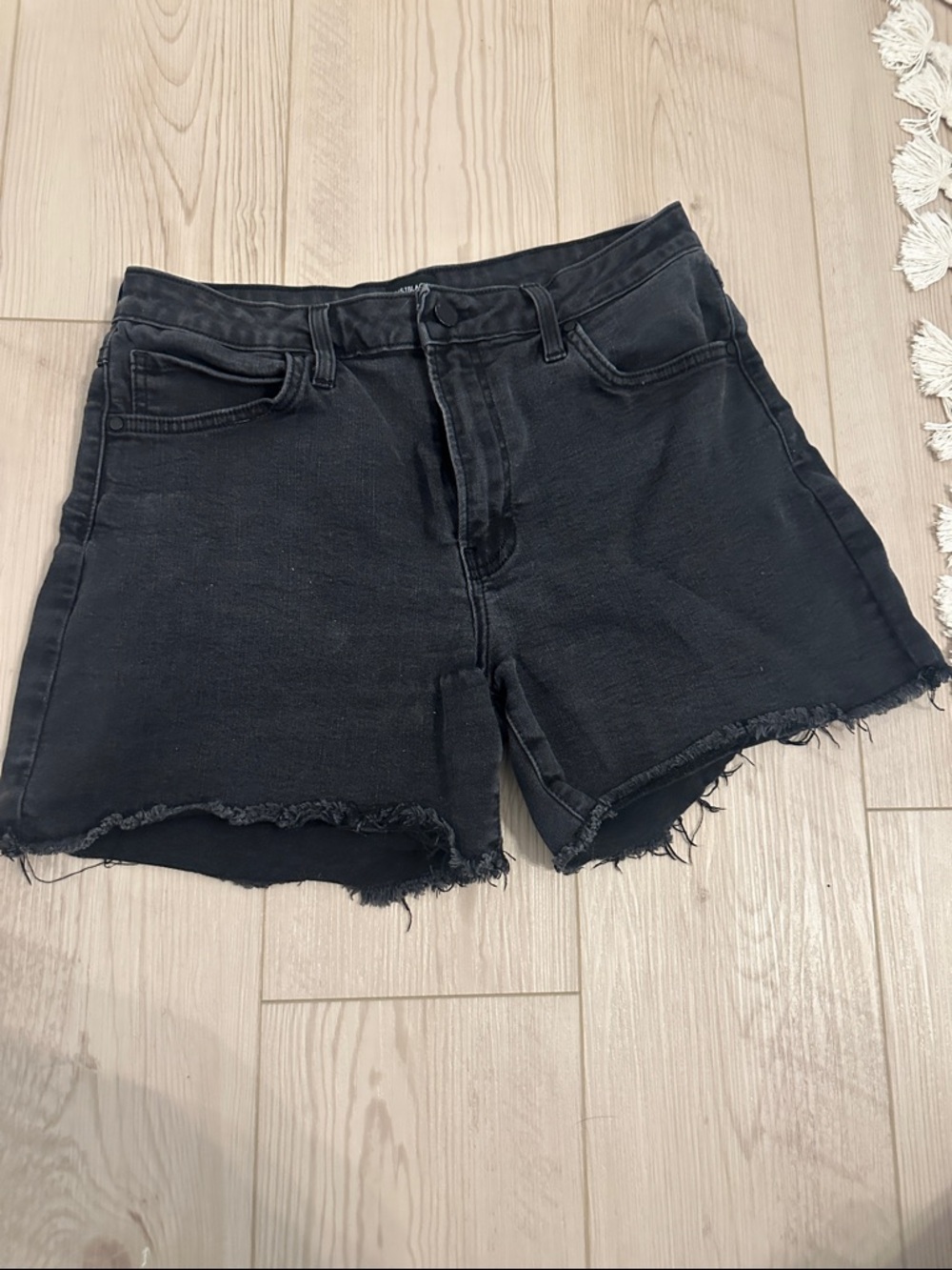 High-Rise Stretchy Black Denim Cutoff Shorts